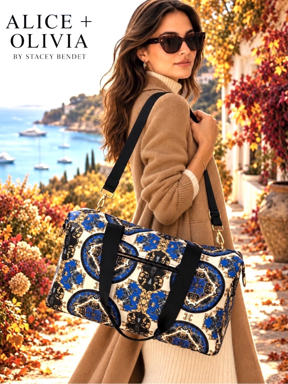 Alice + Olivia x FabFitFun Regal Romance Sapphire Duffle Bag Weekender NWT
